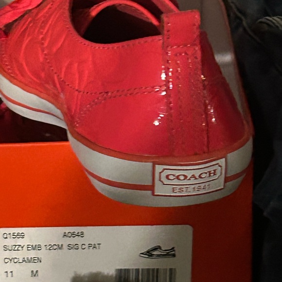 Coach pink sneakers only worn once. In GREAT condition - Picture 2 of 4